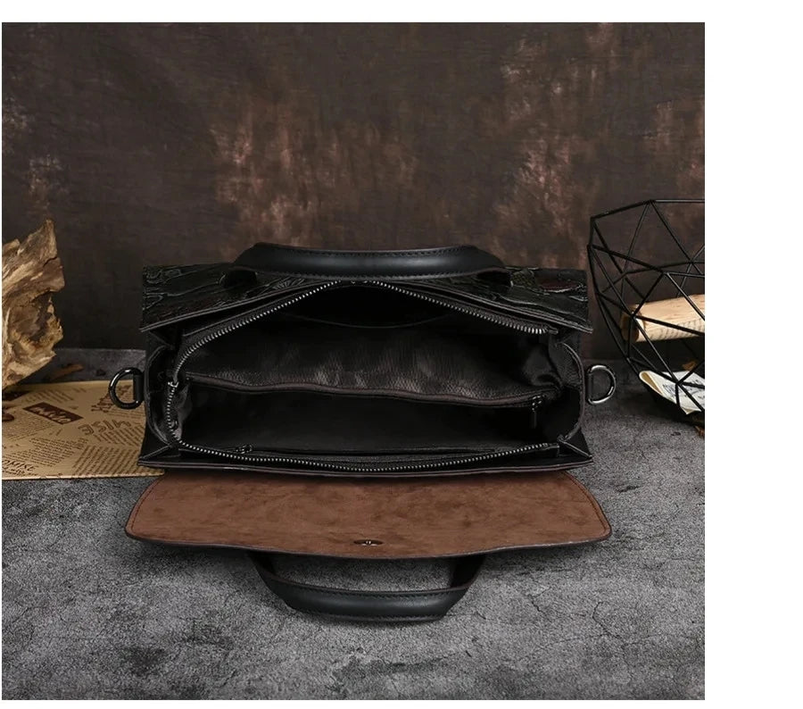 Jade Oriental Vintage – mala Boston em pele bovina, interior