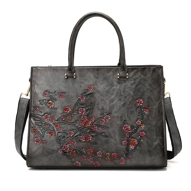 Florença Vintage – mala tote em pele bovina, cor cinzento