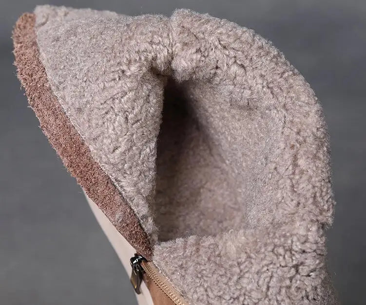 Women's Winter Genuine Leather Wool Platform Boots