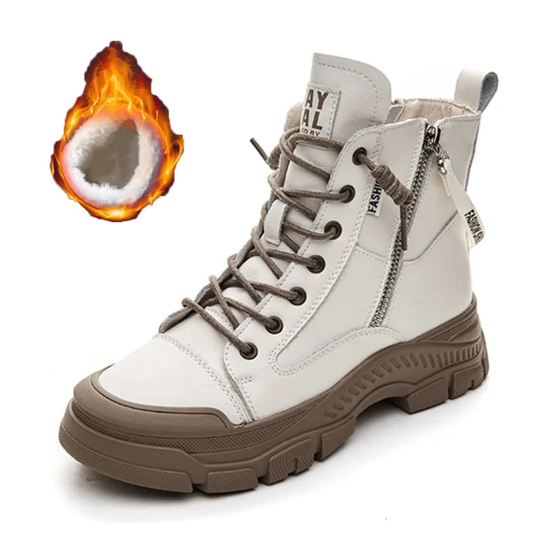 Bottes pour femmes GKTINOO en cuir véritable à semelle épaisse et élégantes