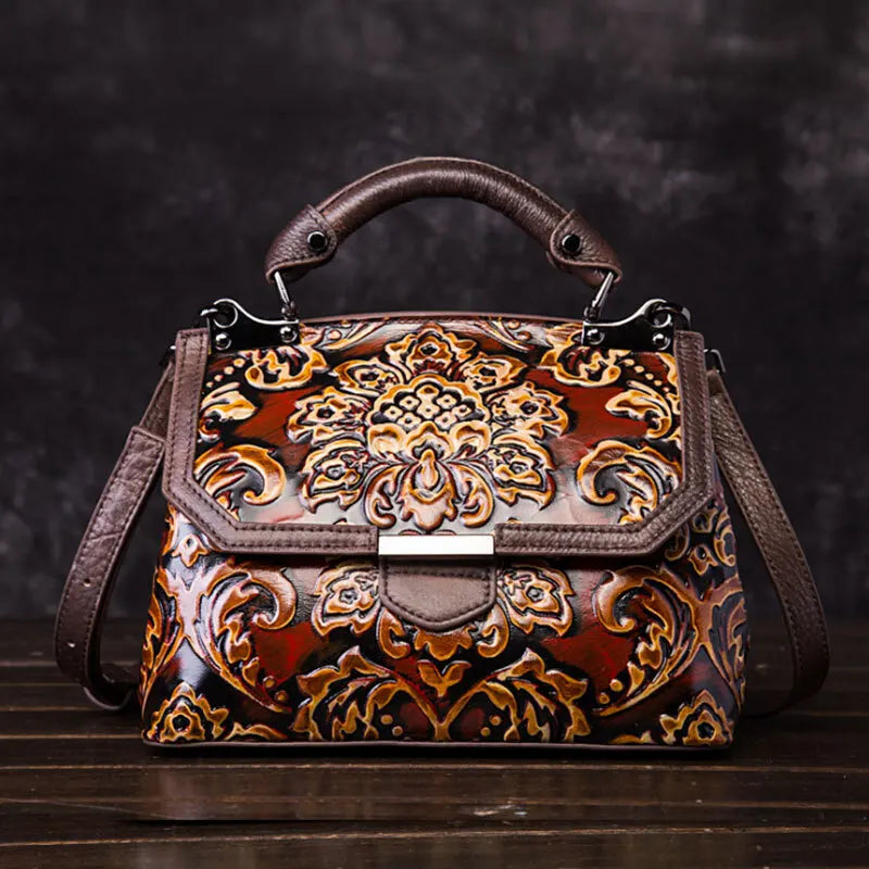 Aurora Vintage – mala com aba em pele bovina, cor vermelho