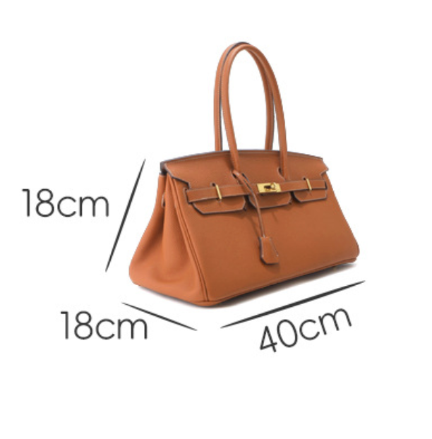 Jane Baguette – Bolsa 40 cm em Couro Genuíno Tipo Pebbled