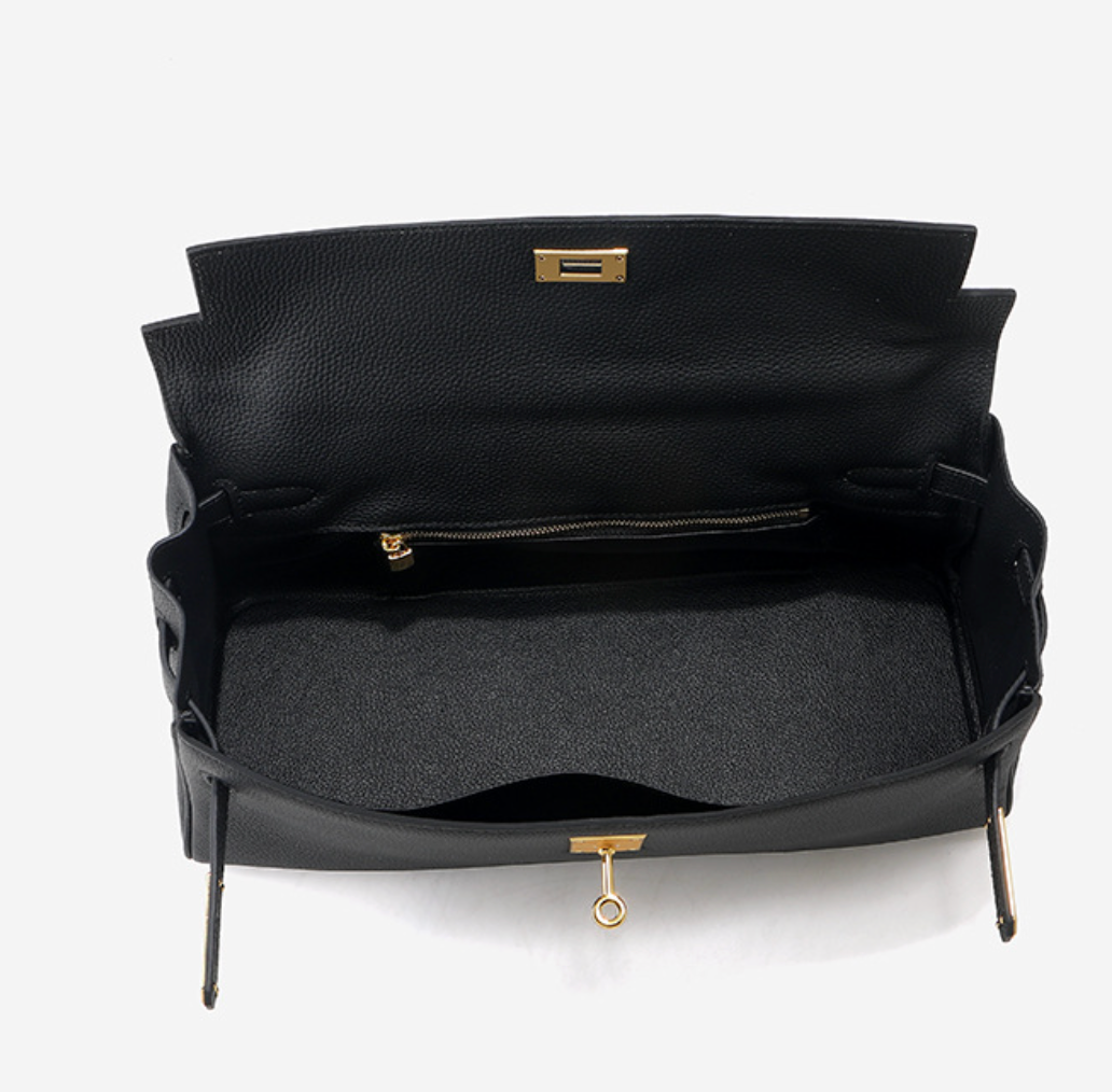 Grace Shoulder 35 – Bolsa Estruturada em Couro Genuíno Pebbled