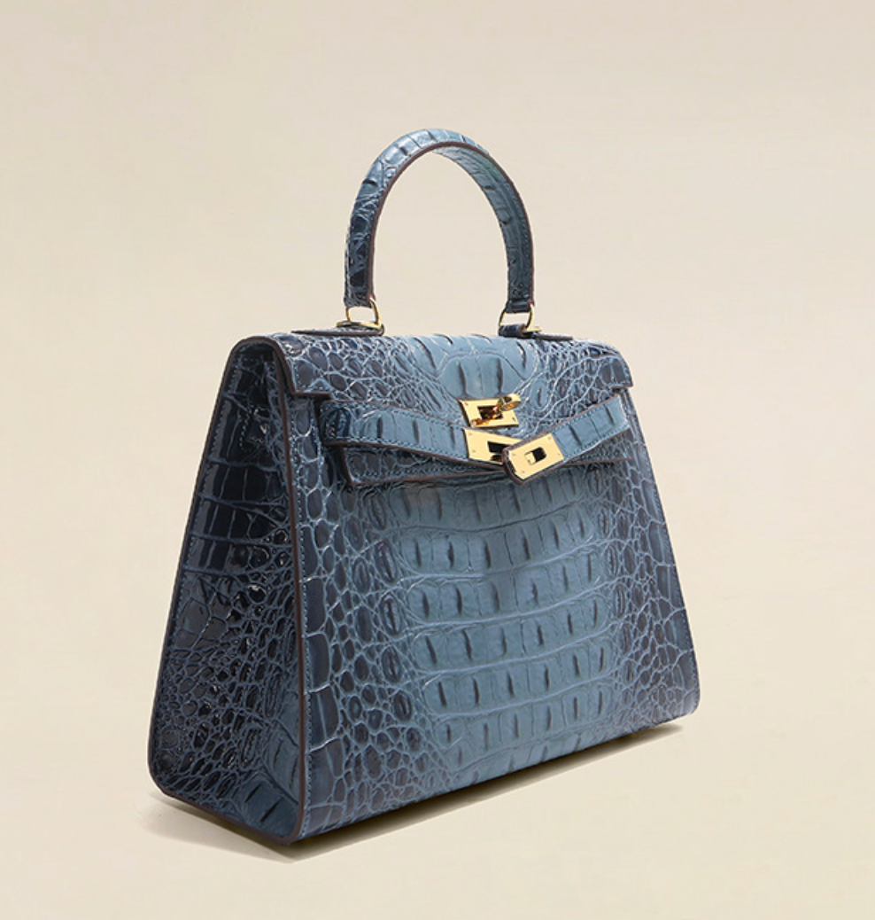 Grace Croco Royal – Bolsa 28 cm em Couro Genuíno