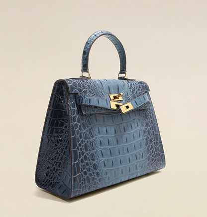 Grace Croco Royal – Bolsa 28 cm em Couro Genuíno