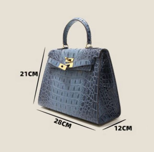 Grace Croco Royal – Bolsa 28 cm em Couro Genuíno