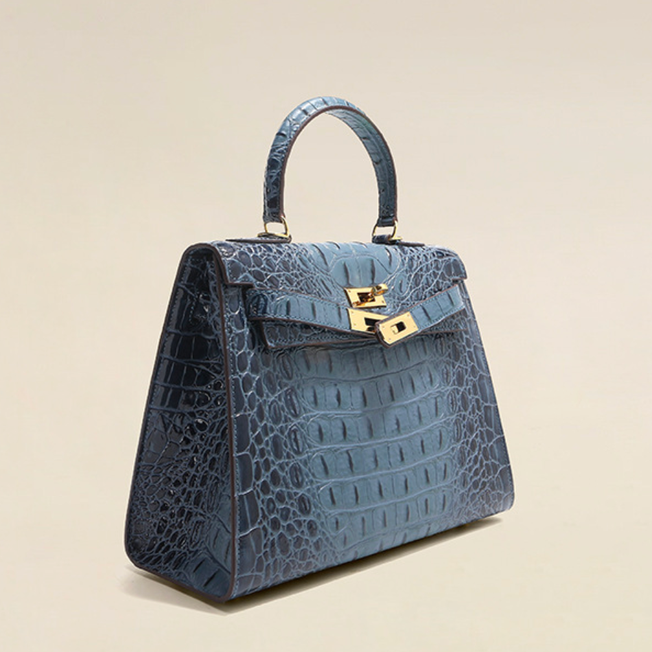 Grace Croco Royal – Bolsa 28 cm em Couro Genuíno