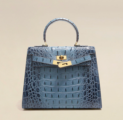 Grace Croco Royal – Bolsa 28 cm em Couro Genuíno