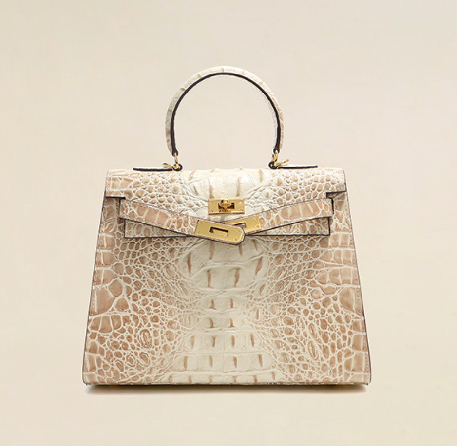 Grace Croco Royal – Bolsa 28 cm em Couro Genuíno