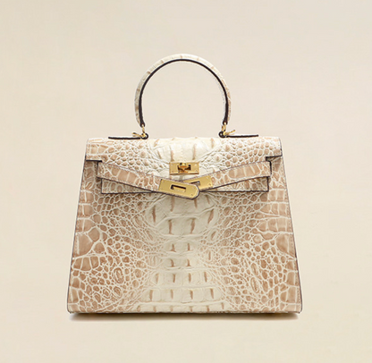 Grace Croco Royal – Bolsa 28 cm em Couro Genuíno