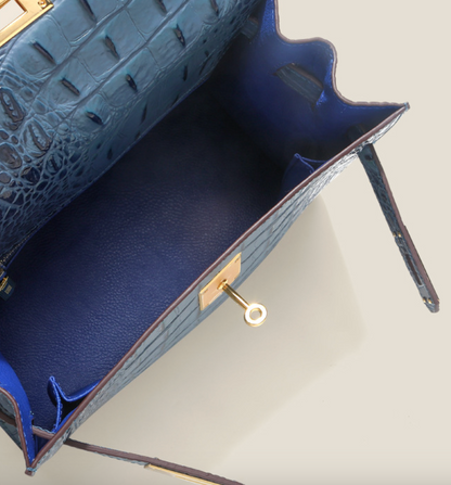 Grace Croco Royal – Bolsa 28 cm em Couro Genuíno