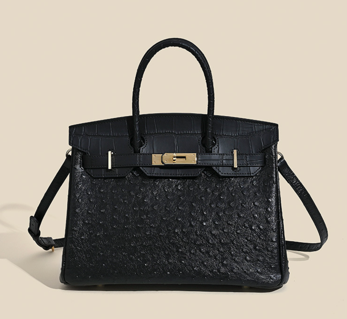 Jane Ostrich 30 – Bolsa em Couro com Textura Avestruz