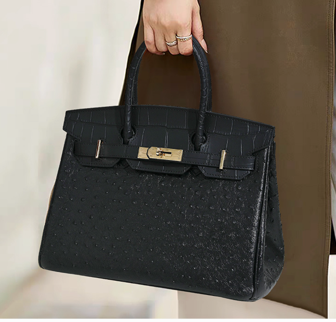 Jane Ostrich 30 – Bolsa em Couro com Textura Avestruz