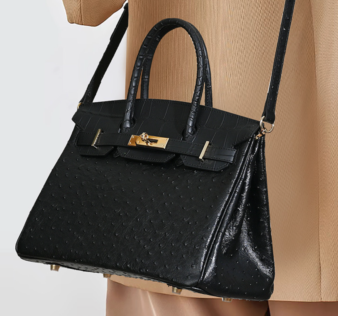 Jane Ostrich 30 – Bolsa em Couro com Textura Avestruz