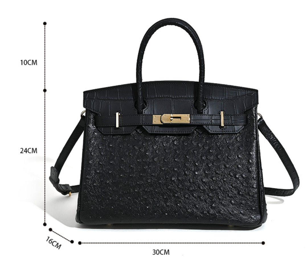 Jane Ostrich 30 – Bolsa em Couro com Textura Avestruz