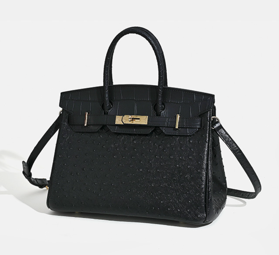 Jane Ostrich 30 – Bolsa em Couro com Textura Avestruz