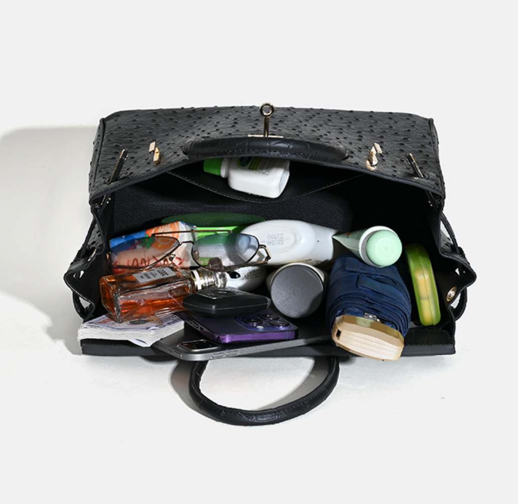 Jane Ostrich 30 – Bolsa em Couro com Textura Avestruz
