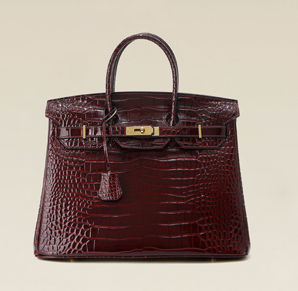 Jane Croco – Bolsa Estruturada em Couro Genuíno com Textura Crocodilo