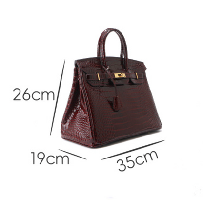 Jane Croco – Bolsa Estruturada em Couro Genuíno com Textura Crocodilo