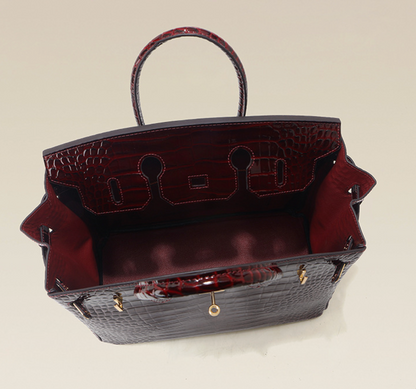 Jane Croco – Bolsa Estruturada em Couro Genuíno com Textura Crocodilo