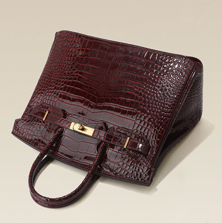 Jane Croco – Bolsa Estruturada em Couro Genuíno com Textura Crocodilo