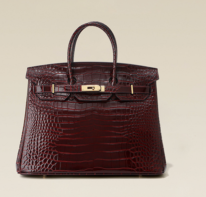 Jane Croco – Bolsa Estruturada em Couro Genuíno com Textura Crocodilo