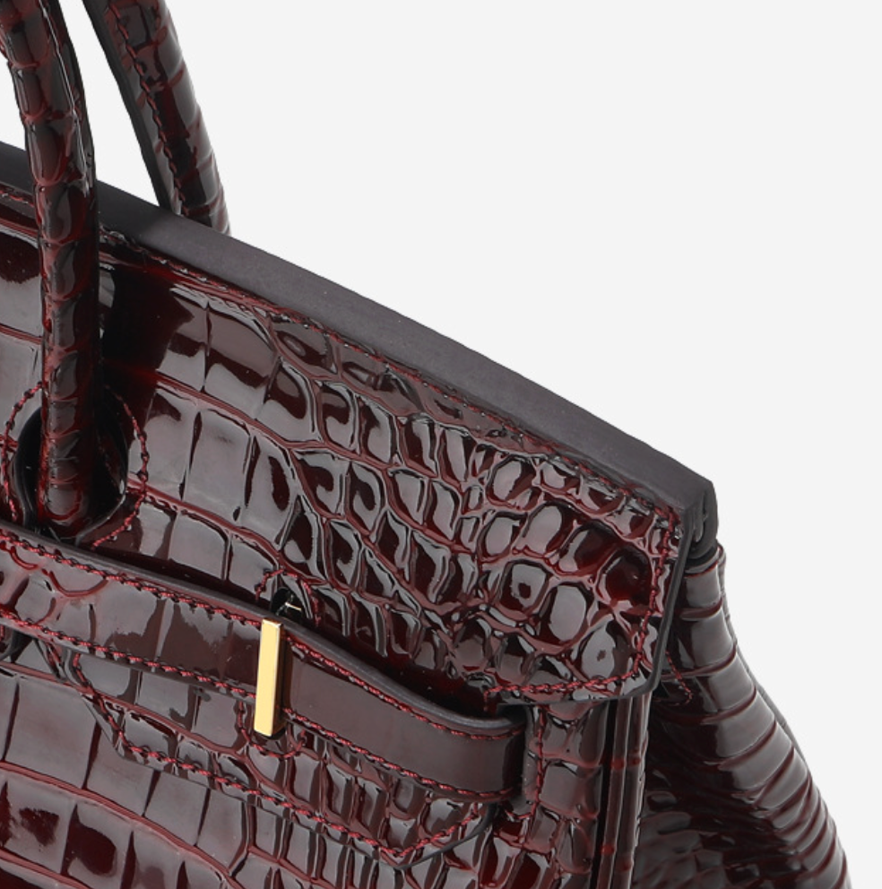 Jane Croco – Bolsa Estruturada em Couro Genuíno com Textura Crocodilo