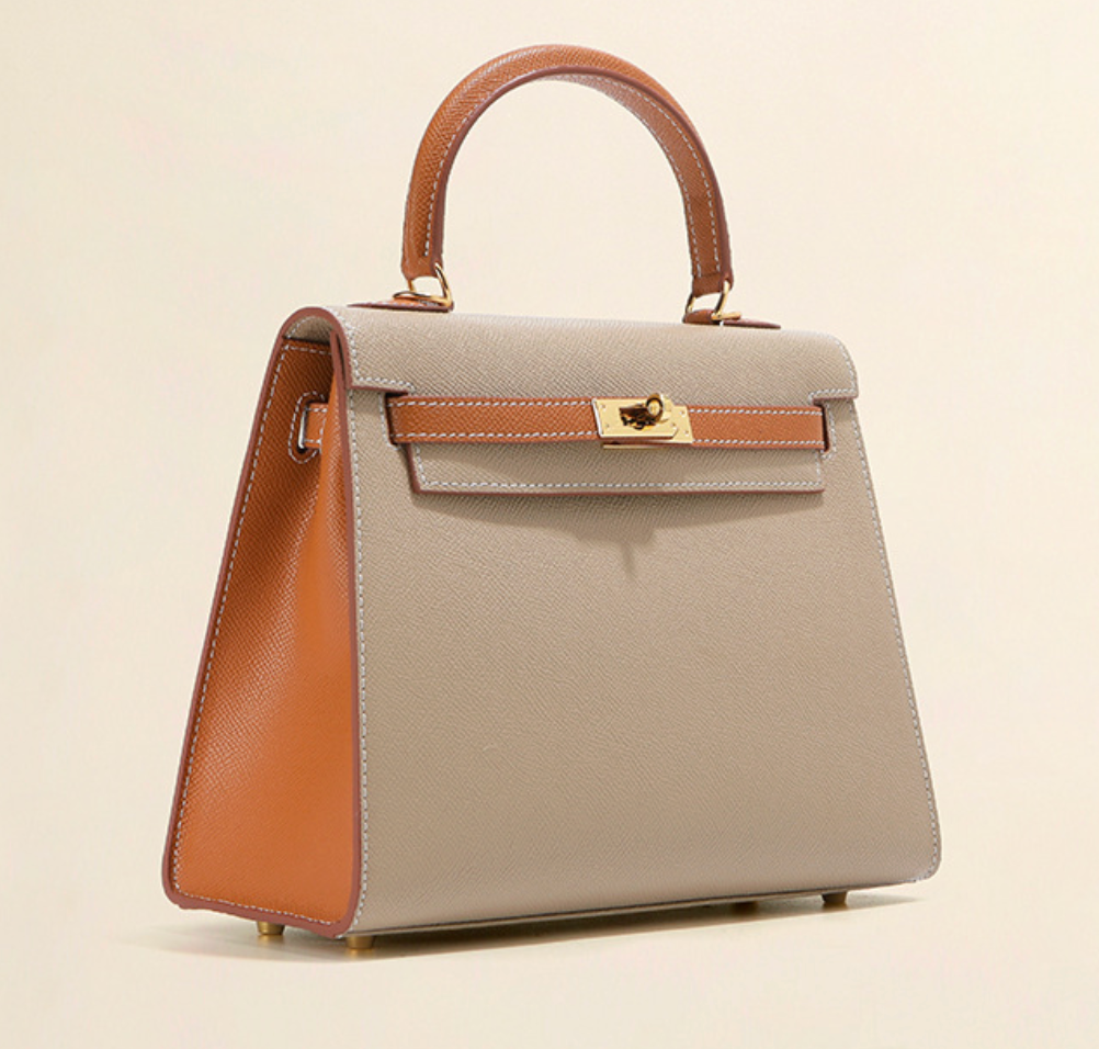 Grace Duo  – Bolsa Estruturada em Couro Genuíno Pebbled ( 22 CM e 25 CM )