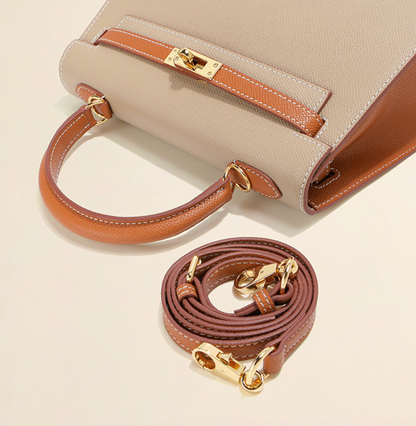 Grace Duo  – Bolsa Estruturada em Couro Genuíno Pebbled ( 22 CM e 25 CM )