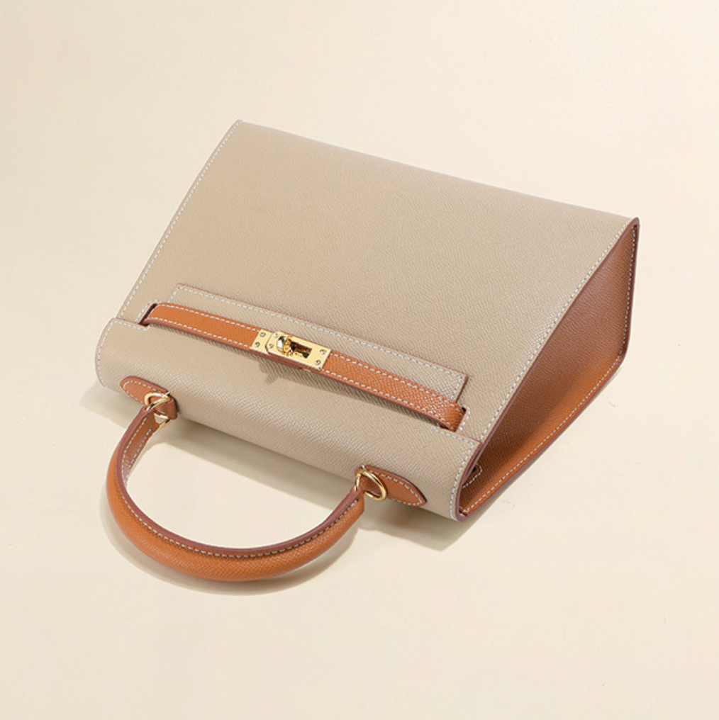 Grace Duo  – Bolsa Estruturada em Couro Genuíno Pebbled ( 22 CM e 25 CM )