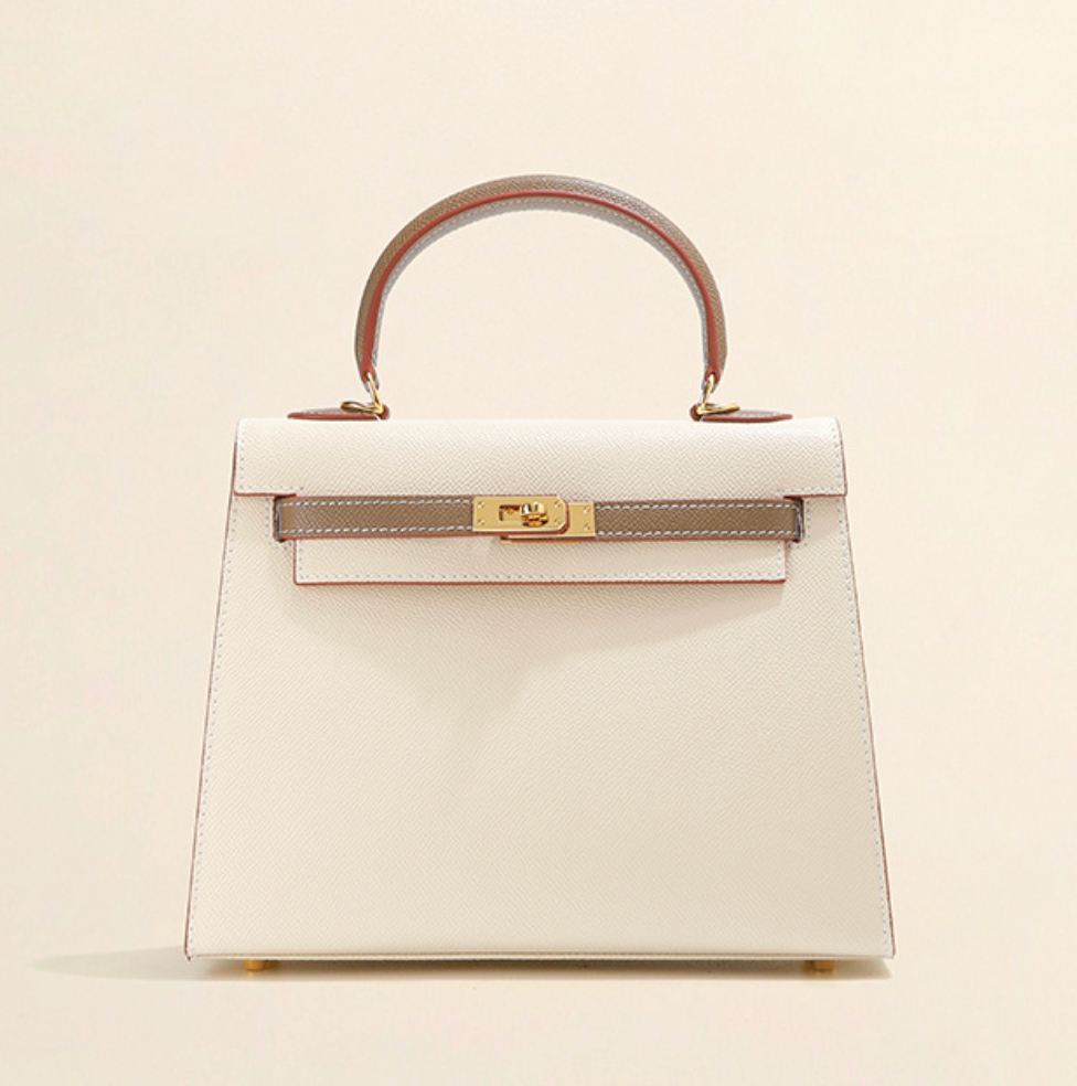 Grace Duo  – Bolsa Estruturada em Couro Genuíno Pebbled ( 22 CM e 25 CM )