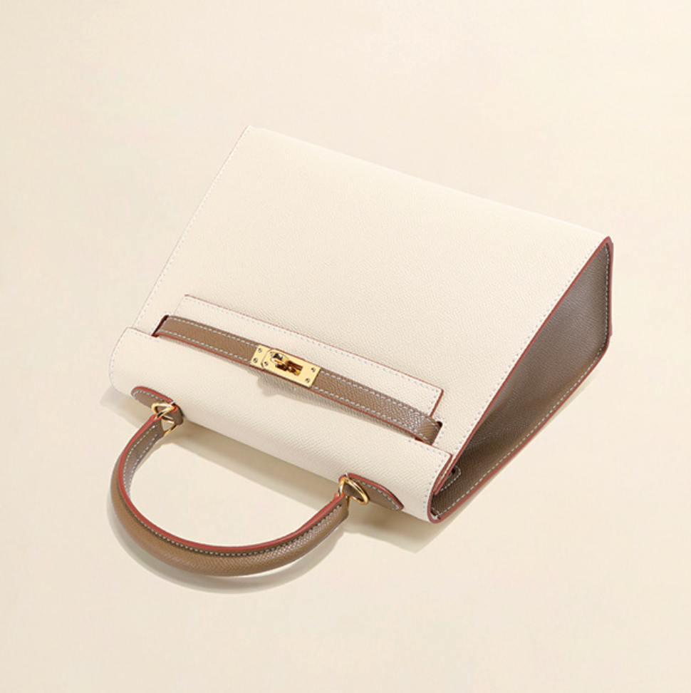 Grace Duo  – Bolsa Estruturada em Couro Genuíno Pebbled ( 22 CM e 25 CM )