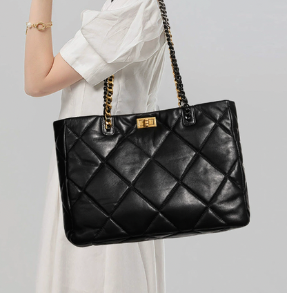 Aurora Chain Tote – Genuine Leather Handbag