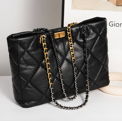 Aurora Chain Tote – Genuine Leather Handbag