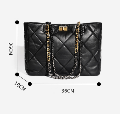 Aurora Chain Tote – Genuine Leather Handbag