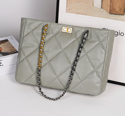 Aurora Chain Tote – Genuine Leather Handbag