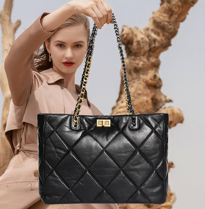 Aurora Chain Tote – Genuine Leather Handbag
