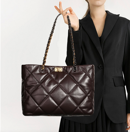 Aurora Chain Tote – Genuine Leather Handbag