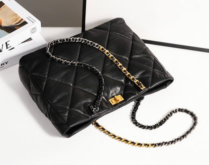 Aurora Chain Tote – Genuine Leather Handbag
