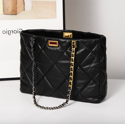 Aurora Chain Tote – Genuine Leather Handbag