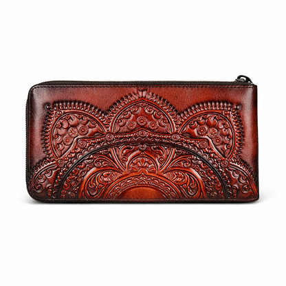 Carteira Floral Mei Vintage – Em Couro Genuíno Premium