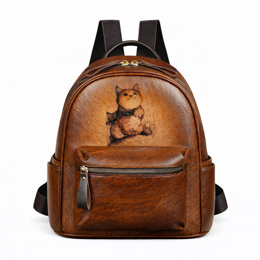 Mochila Artística Clara Vintage – Em Couro Genuíno Premium