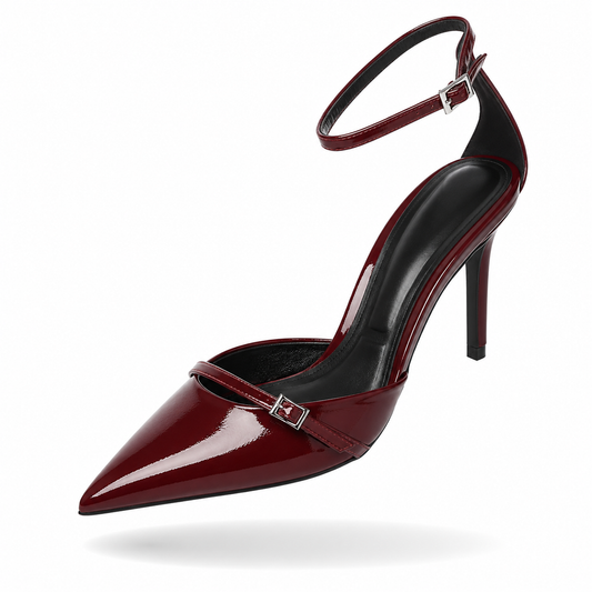 Victoria Luxe - Sapatos Stiletto de Verniz com Pulseira no Tornozelo