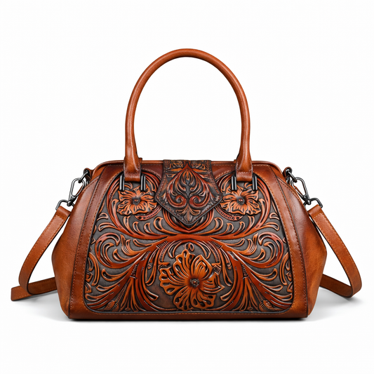 Mala Tote Amélia Vintage – Acabamento Floral de Alta Qualidade
