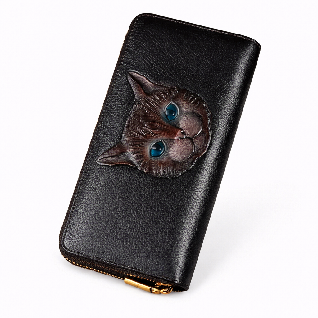 Carteira Gato Luna Vintage – Em Couro Genuíno Premium