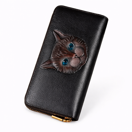 Carteira Gato Luna Vintage – Em Couro Genuíno Premium