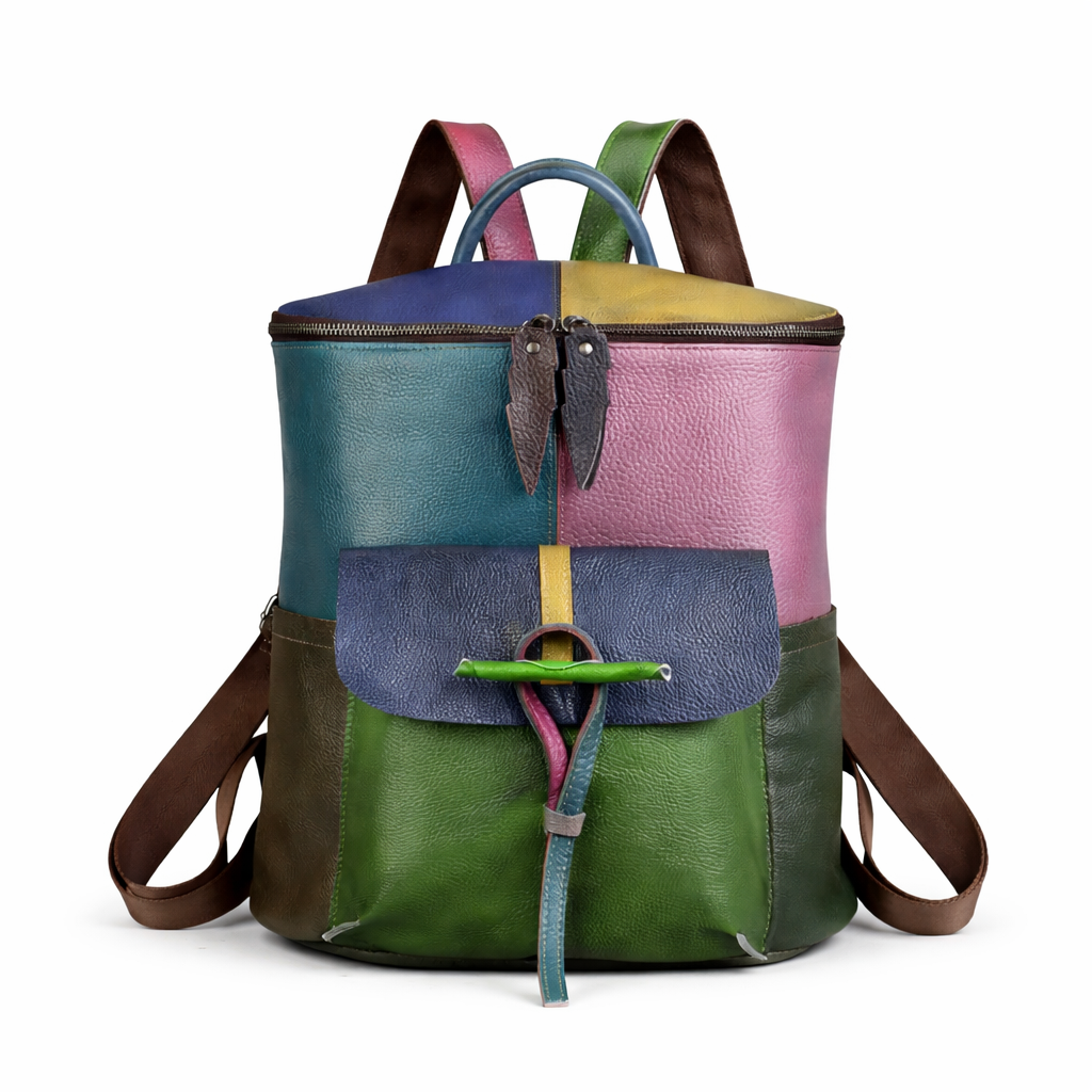 Mochila Aurora Patch Vintage – Em Couro Genuíno Premium