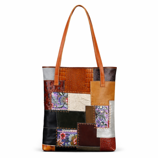 Mala Tote Mosaic Vintage – Em Couro Genuíno Artesanal