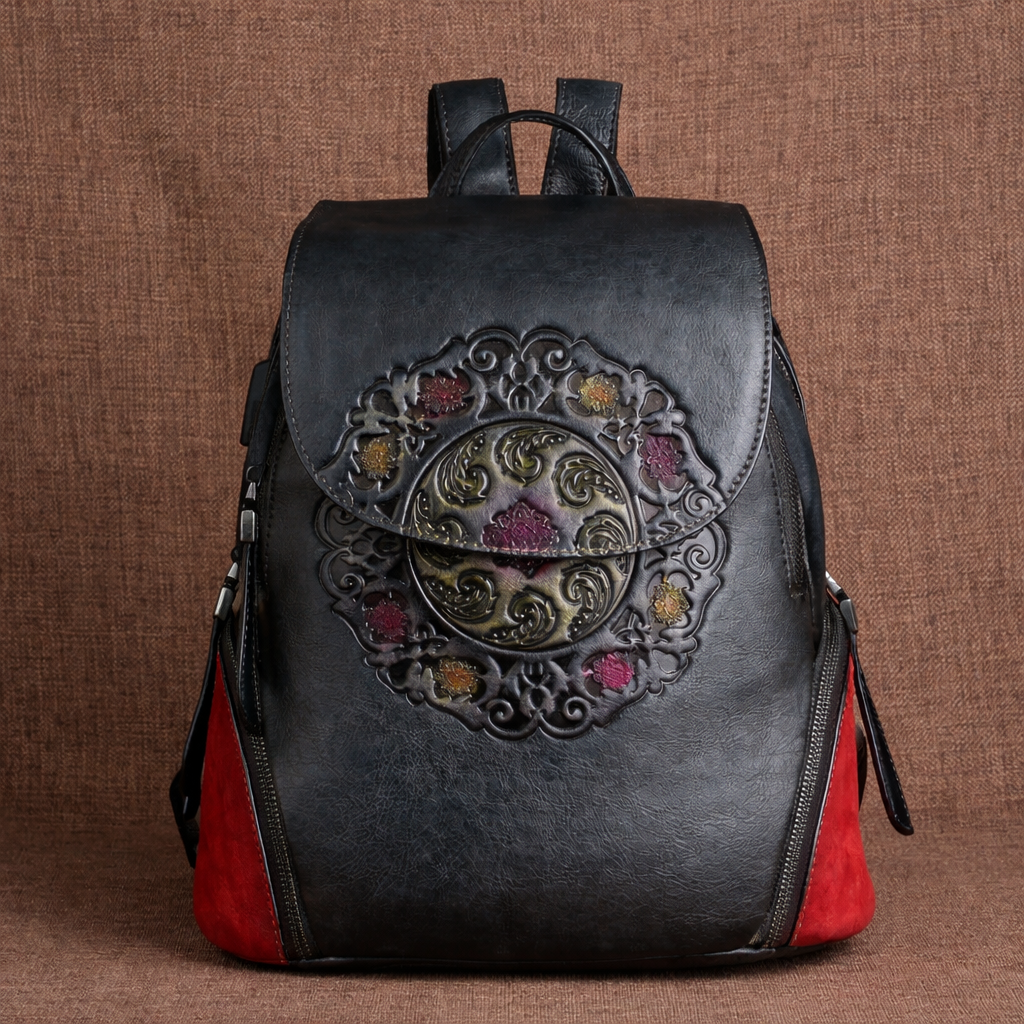 Mochila Hanami Vintage – Em Couro Genuíno Artesanal