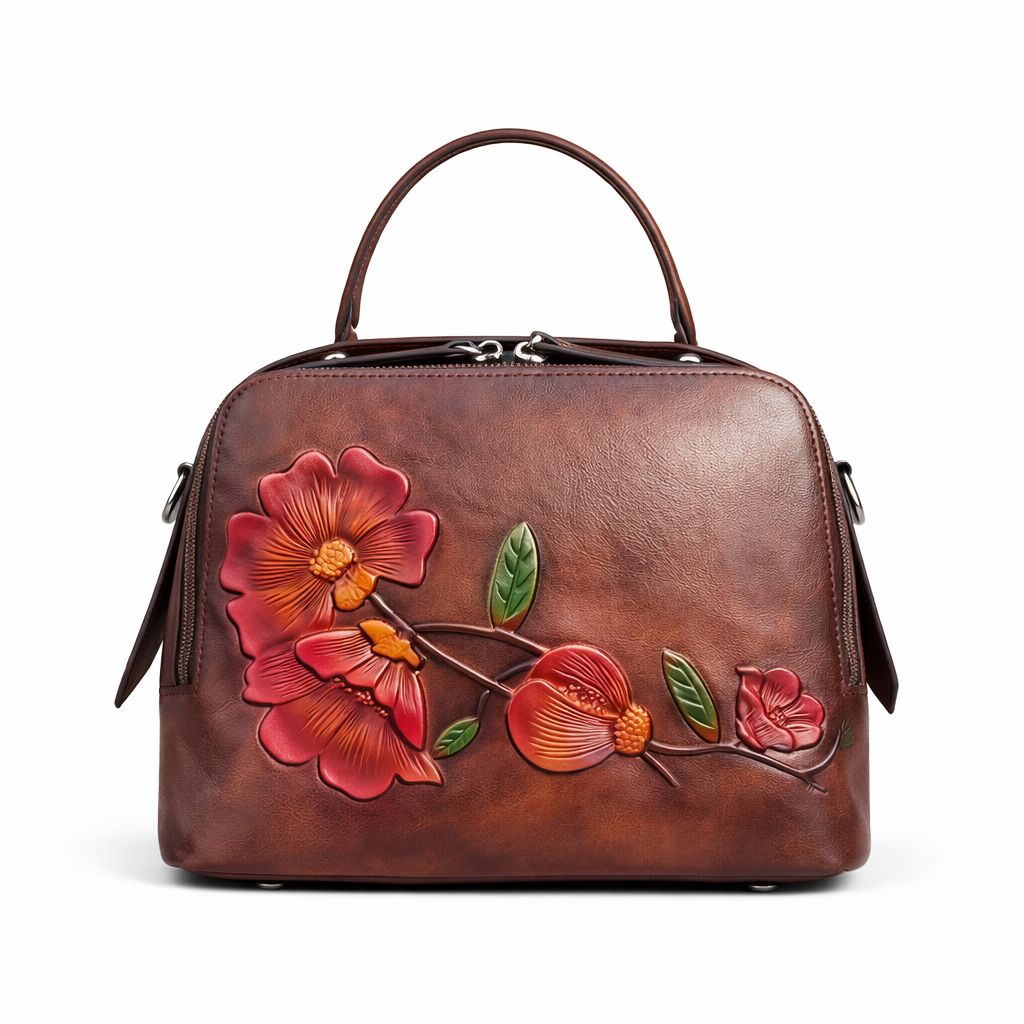 Bolsa Verona Vintage – Couro Genuíno com Relevo Artesanal